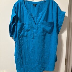 Talbots Teal V-Neck Blouse